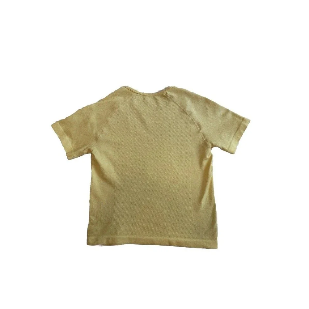 Women’s Butter Yellow Compression Top Stretch Crew Neck Short Sleeve Knit Tee